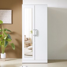 솜씨방가구 라온 친환경 E0 800 거울 옷장, 화이트