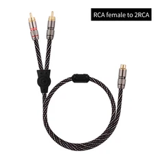 YYTCG HIFI RCA to 오디오 케이블 6N OFC 서브우퍼 Y 1 남성 2 스피커 DVD TV 앰프용, 06 < =0.5m, 01 RCA(F) TO 2RCA(M)