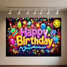 글로우 네온 생일 축하 배경 용품 댄스 카니발 파티 장식 반짝이는 사진 촬영, 01 120x90cm, 05 qmy512-11