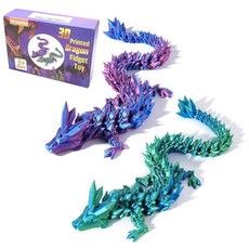 30.5cm(12인치) 3D 프린트 드래곤 2개 3D 동물 3D 피젯 장난감 자폐 장난감 3D 드래곤 홈 오피스 장식용 3D 프린팅 드래곤 이그제큐티브 데스크 장난감, 30.5cm(12인치) 3D 프린트 드래곤 2개, 3D