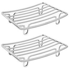 GUUKAR 샤워용 비누 접시 욕실 바 홀더 주방 싱크 욕조용 스테인리스 스틸 자체 배수 스폰지 쉬운 세척 빠른 건조 브론즈_160303, 크롬-2팩_160303