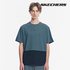 [스케쳐스] 남성 우븐+니트 믹스 하이브리드 반팔 티셔츠 SL3MTCFM042