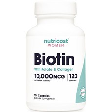nutricost 女性生物素葉酸與膠原蛋白膠囊 10000mcg, 1罐, 120顆