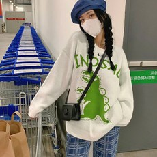 화이트 공룡 니트녀 가을 루즈핏 니트