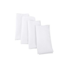 LA Linen 4팩 폴리 블렌드 냅킨 부드럽고 세탁 가능하며 재 한 천 얼룩 주름 방지 저녁 식사 결혼식 파티용 45.7 x 45.7cm 18 18인치 옐로우 다크 26552, 4, 18" x 18" (Set of 4), 화이트