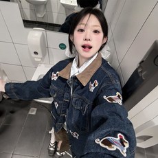 COSYEVNO 여성 봄가을 아우터 데님 러블리 캐릭터 캐주얼 긴팔 상의 XT-6