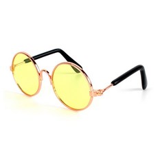 애견 컨셉 촬영 연출 선글라스 동그란 강아지 안경 택1, 옐로우