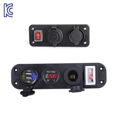 락모터스 KC 전파인증 매립형 스위치타입 QC3.0 12V 24V USB출력 시거잭 시가소켓 DIY, 전원스위치소켓3구, 1개, 3구