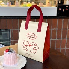 복장 부직포 쇼핑백 소중대 포장봉투 손잡이 선물봉투 쇼핑백 리유저블, 25개, 흰 곰돌이24*24*15cm