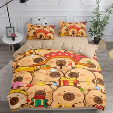 카피바라 캐릭터 어린이 이불 침대 침대커버 침구세트, 싱글이불커버(160x210cm), 옐로우 카피바라 28