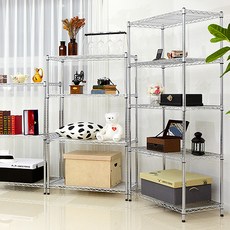 [나사] 이동식선반 세탁실틈새수납장 바퀴달린 수납메탈렉, 산업용메탈선반, 450x900x1800 5단, 1개