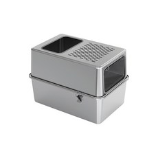 全封閉不鏽鋼貓砂盆超大號防外濺防帶砂貓廁所, 1個, 60*40*35CM底15CM身20CM