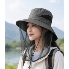防蚊帽網 登山帽 網紗戶外防蚊, 軍綠色【網紗速幹款】,可調節, 1個