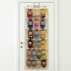 두리치 문걸이 인형 정리함 투명 장난감 선반 보관함 6단, 1개, 베이지