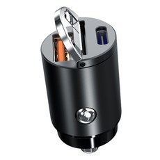 OnePower 迷你雙口車載充電器 1A1C PD QC3.0 TYPE-C USB 隱形充電頭, 黑色, C13-E13-45W