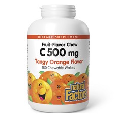 natural Factors 水果味咀嚼維他命C 500mg Tangy Orange 咀嚼威化錠, 1個, 180顆