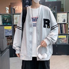 豹開之家 情侶開衫外套 韓版學生衛衣 V領針織衫外套 男休閒長袖寬鬆潮流針織開衫 YW01