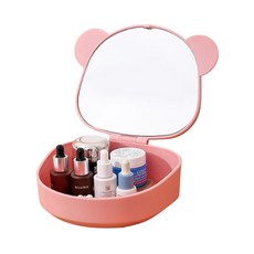 뷰레이터닷컴 베어스 미니 탁상거울 화장대 거울, 핑크