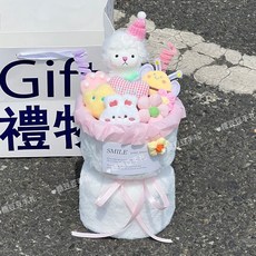 台灣出貨 520 情人節禮物 畢業禮物 生日禮物女生少女心小羊玩偶花束送女孩毛絨玩具畢業季520情人節 NEAJ, 1個, 【小號天使白】小羊玩偶花束+精美禮袋