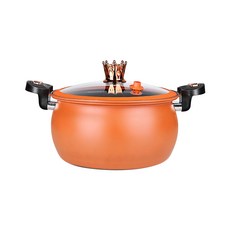 7L微壓料理快煮鍋：微升、悶燒、壓力、蒸煮多功能麥飯石火鍋，12H快速出貨, 1個, 橙色, 橙色