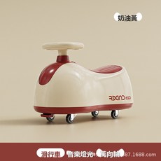 Tonkon 兒童可坐騎工程車玩具 音樂互動, 1個, 奶油黃滑行款:標準尺寸4368