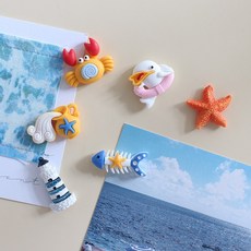 바다풍경 6P set 냉장고 현관문 인테리어 자석 작지만 강력한 귀여운 마그넷, 1.바다풍경A 6pcs 세트 자석
