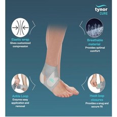 Tynor Ankle Wrap Sleek Elastic Grey Universal, 1세트, 1회분
