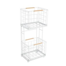 浴室置物架 儲物架 可移動折疊髒衣簍 髒衣服 收納筐 雙層髒衣籃, 白色, 1個