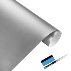 LZLRUN Car Matte Vinyl Wrap Adhesive Film Air Release Decal Sheet (Red 1.65ft x 5ft), 실버
