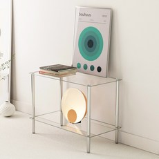 키모 스텐 미드센츄리 모듈 유리 선반 2단 진열장, 투명