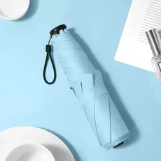 접는 우산 탄소 섬유 안티 UV 비 태양 우산 유행 휴대용 방풍 램프 여성과 남성 양산 우산, 01 금속섬유 복합재, 01 6천, 06 Sky blue