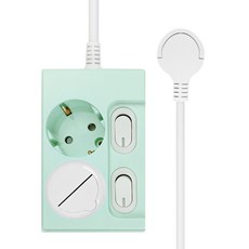 원스탑 국산 제로갭 개별형 슬림 납작멀티탭 2구 16A + 안전커버1p, 1m, 파스텔민트, 1개