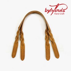 바이핸즈 꽈배기 통가죽 가방손잡이 토트 숄더 뜨개가방용, 1개, 머스터드 1쌍, 40cm