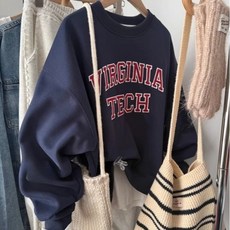 [올씨마] 여성 오버핏 맨투맨 티셔츠 루즈핏 긴팔 라운드 티셔츠5196