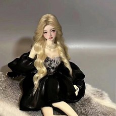 블랙 볼륨 드레스 구체관절인형 파티 의상, 인형 스타일은 랜덤입니다, 인형 크기 20-30cm