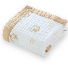 아기 사계절 보들보들 순면 거즈 블랭킷 프린트 담요 기저귀 매트 속싸개 흡수력 좋은 수건 목욕타올 이불, 퍼피 6겹