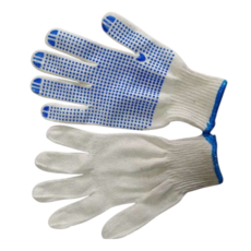 棉質工作手套，透氣舒適防滑耐磨，適用園藝建築維修, 600克藍色點膠【12入】, 1個