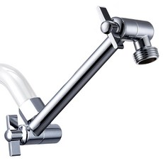 G-Promise 14cm(5.8인치) 스테인리스 스틸 샤워 헤드 연장 암 잠금 세트 나사가 있는 조절 가능한 익스텐더 라이즈 또는 하부 레인폴 및 고정 헤드(브러시드 니켈, 크롬