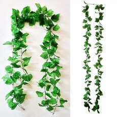 DIY모아 초록잎 넝쿨 2m 2줄 조화 가랜드 플랜트 담쟁이 덩쿨 파티 꾸미기 인테리어 봄 여름 환경구성, 1개