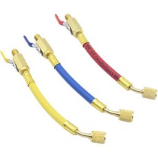 R134A R410A R22 R12 충전 호스 및 볼 밸브 세트 HVAC 저손실 피팅 AC 유지보수 키트 도구를 위한 3가지 색상 코드 호스w 14인치 SAE 스레드 길이 7인
