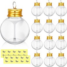 Patelai 12피스 크리스마스 음료 볼 투명 샷 글라스 장식품 50ml 플라스틱 충전 가능한 나무 물병 전구 스티커 포함 휴일 웨딩 파티 장식용 (골드) 295275, Patelai 12피스 크리스마스 음료 볼 투명 샷 글