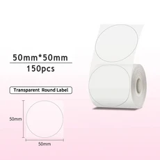 1롤 원형 감열지 50x50mm 라벨 스티커 M110/M110S/M120/M200/M220 용 중소기업 자체 접착, 06 clear 50x50mm
