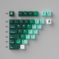 하와이 스노우 퍼플 그린 그라데이션 PBT 기계식 키보드 키캡 세트, 짙은 녹색 숲의 PBT 그라데이션