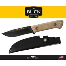 Buck美國巴克104 Compadre黑色5160彈簧鋼直刀附皮革刀套【BU0104BRS1-B】, 1個, 黑色