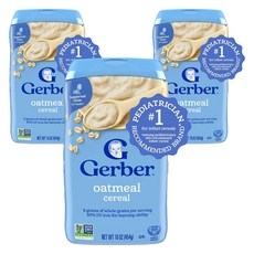 거버 싱글 그레인 시리얼 분말이유식 454g, 오트밀(Oatmeal), 3개