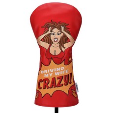 Shanker Golf - 재미있는 드라이버 헤드커버 DRIVING 드라이빙 My Wife Crazy 골프 클럽 커버 남성용 선물 투어 등급 PU 가죽 부드러운 벨루어 안감 모