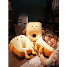 토스트 식빵 손넣는 베개 손목 얼굴 엎드리는 낮잠 책상 꿀잠 쿠션 사무실 독서실, 30x28cm + 담요 11.7m, 메롱 식빵 + 갈색 담요