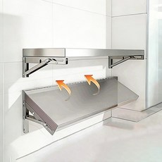 스텐 접이식 벽걸이 선반 주방 베란다 다용도 수납 90도 폴딩 강한 하중 지지 가정용 주방 욕실, 1단, 은