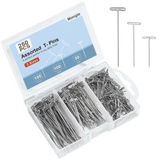 T 핀 250개 2.5cm/3.8cm/5.1cm(1인치)/3.8cm(2인치) T핀 가발용 스테인리스 스틸 T 핀 폼 헤드용 차단 가발 핀 공예 퀼팅 및 사무실 벽용 뜨, T 핀 250개, 2.5cm/3.8cm/5.1cm(1인