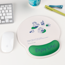 커피 타임 디자인 마우스패드 손목받침포함 미끄럼방지, 1개, 초록색